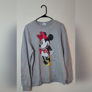 Disney Minnie Mouse Gray Cozy Lounge Wear Sweatshirt Size L